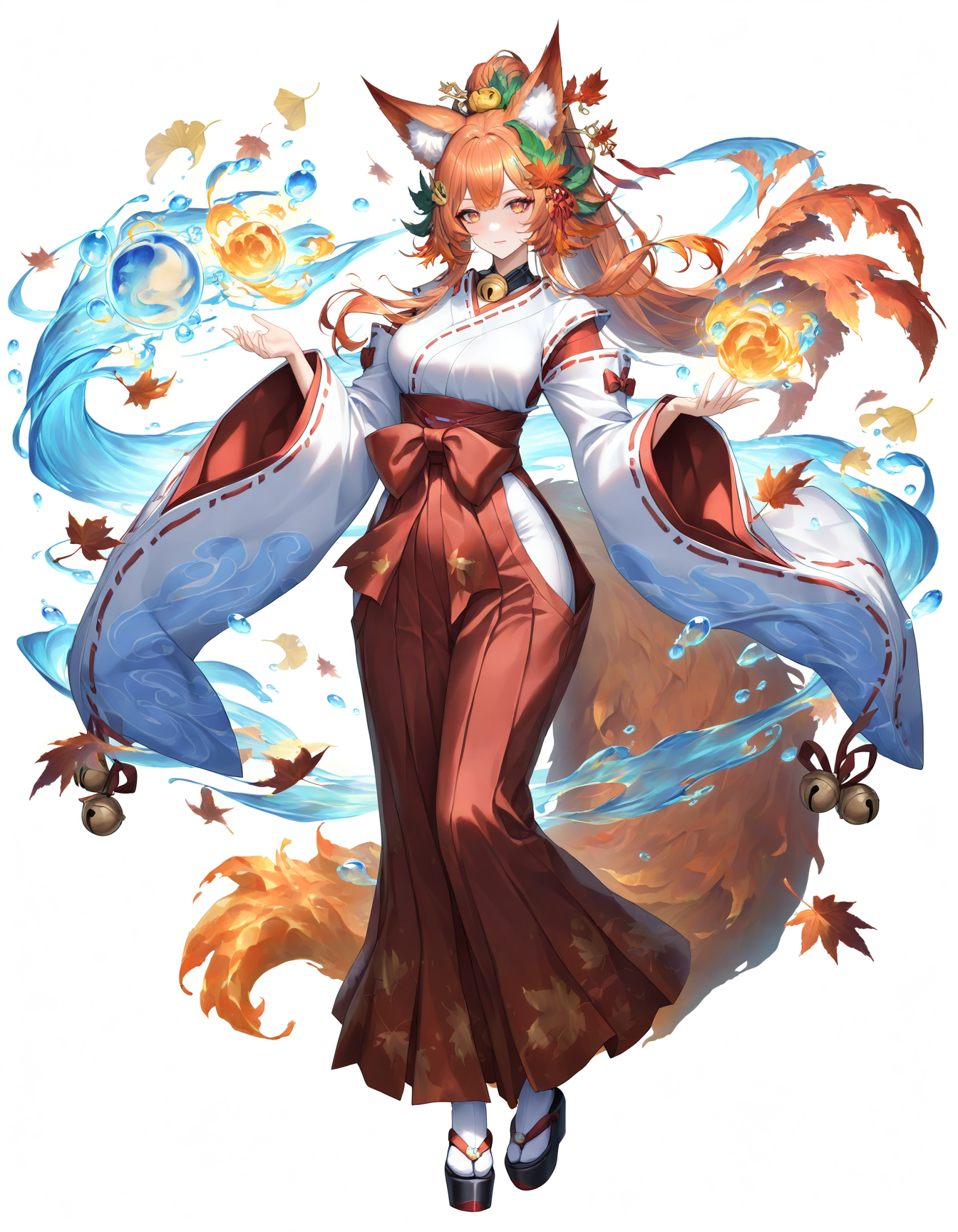 厚涂游戏美术风狐狸巫女